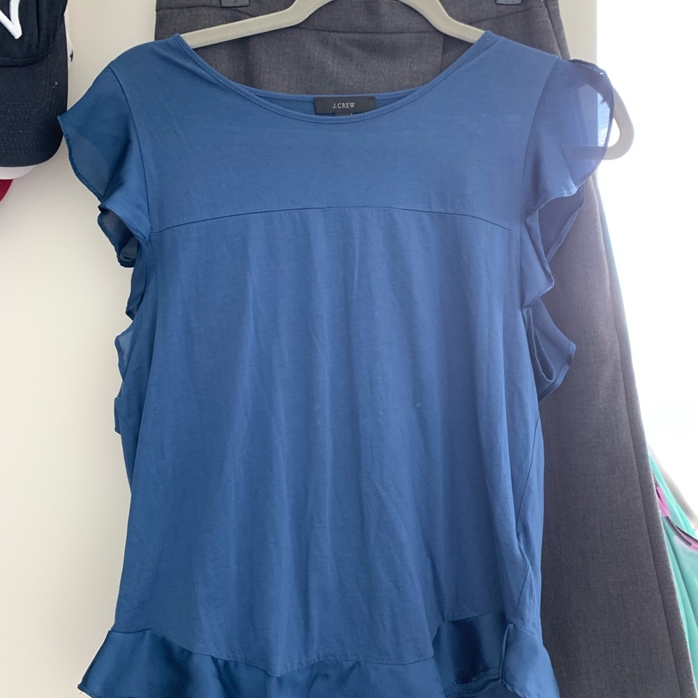 Blue J.Crew blouse with frills